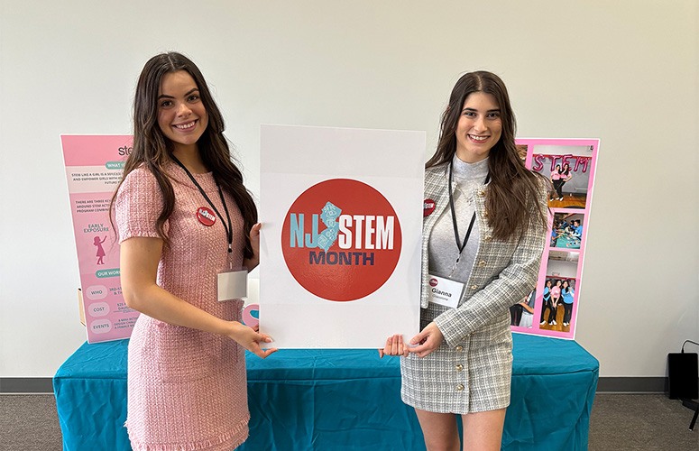 STEM Like a Girl representatives Jamiee Diogo (L) and Gianna Giacolona (R) STEM Month Kickoff 2025